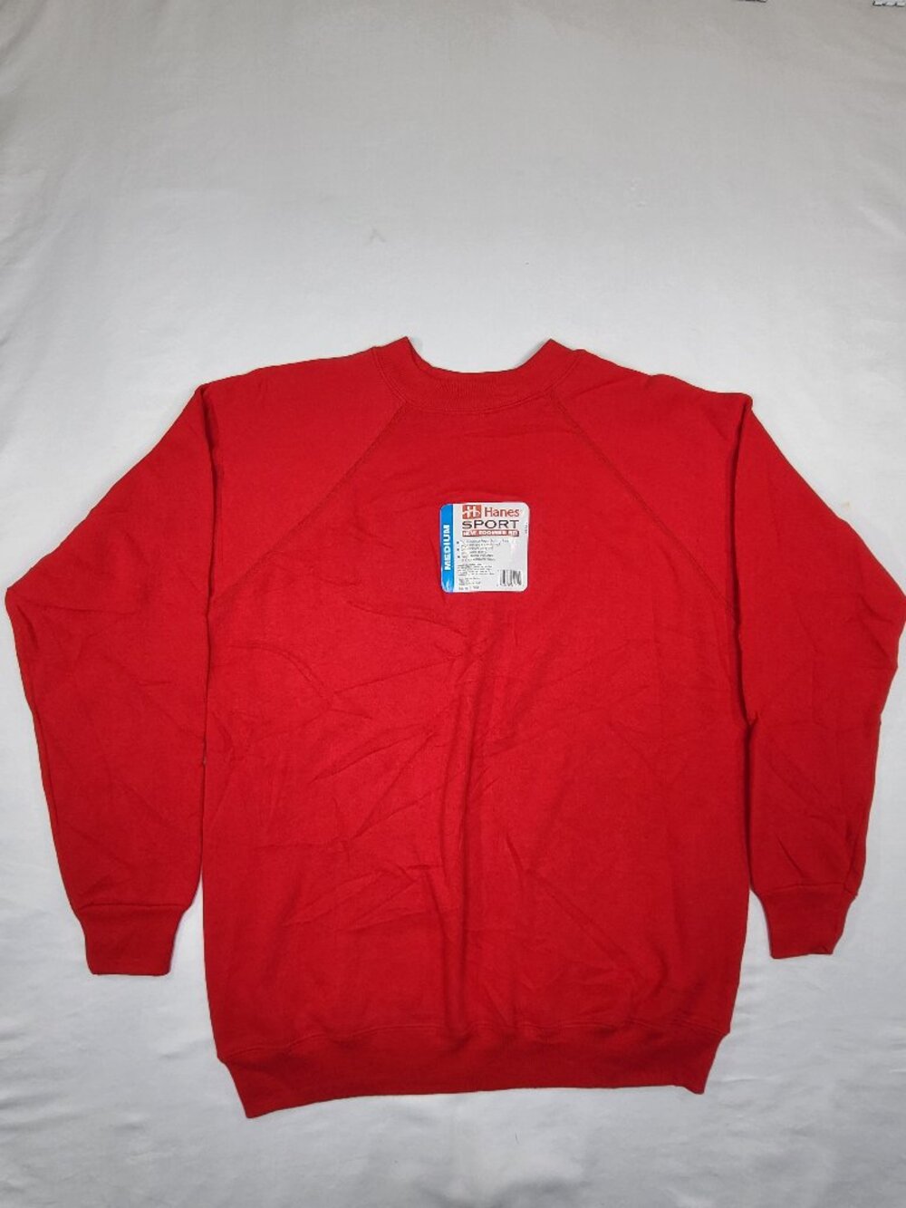 Vintage 90s Hanes Sport Red Crewneck Sweatshirt Medium USA Made Deadstock NWT